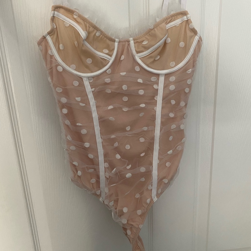 Polka dot lace bodysuit